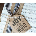 2015 Christmas favor luxury vintage shaped letter printed gift tag/labels/hang tags set with ribbon